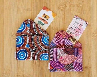 Australian Indigenous Design Small Coin Purse with Snap Button, Card Holder