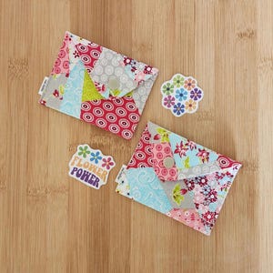 Multicoloured Floral Patchwork Small Coin Purse with Snap Button, Card Holder