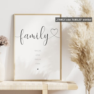 Herzfamilie Familienbild personalisiert mit Namen Family Poster Weihnachten Geschenk Hochzeit Geburt Zuhause Familie Advent Adventskalender