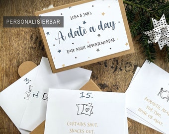 Pärchen Adventskalender personalisiert | 24 romantische Date Ideen | Countdown Weihnachten Movie Film Advent Kalender Weihnachtskalender DIY