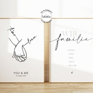 Hochzeitsbild You&Me personalisiert mit Namen Text Datum Hochzeitsgeschenk Hand in Hand Brautpaar Jahrestag Zuhause JGA Hochzeitstag Bild 2