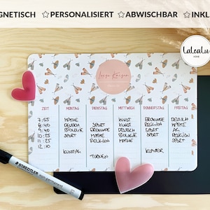 Magnetischer Stundenplan personalisiert Name & Klasse + Stift + abwischbar | Geschenk Einschulung Schulanfang 1. Schultag Schule Grundschule