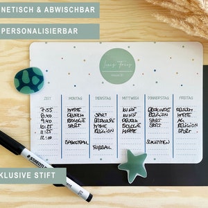 Magnetischer Stundenplan personalisiert mit Name & Klasse + Stift | Geschenk Einschulung Schulanfang 1. Schultag Schule Grundschule