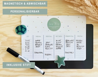 Magnetischer Stundenplan personalisiert mit Name & Klasse + Stift | Geschenk Einschulung Schulanfang 1. Schultag Schule Grundschule