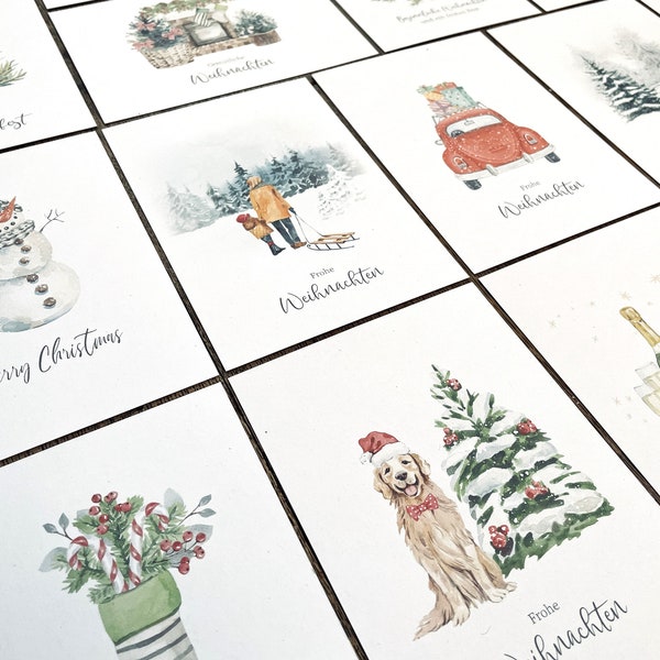 15 cartes de Noël avec enveloppes Cartes postales Carte structurée A6 Décoration de Noël Boules de Noël Couronne de l'Avent Couronne de Noël Calendrier de l'Avent