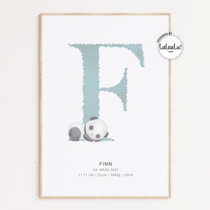 Geburtsposter mit Beschützertierchen, Buchstabe & Geburtsdaten | Gästebild Babyparty Gästebuch Baby Shower Deko Geschenk Poster Geburt JGA