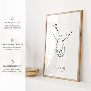 Hochzeitsbild You&Me personalisiert mit Namen Text Datum Hochzeitsgeschenk Hand in Hand Brautpaar Jahrestag Zuhause JGA Hochzeitstag Bild 4