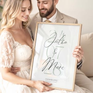 Image de coordonnées au design minimaliste en lignes | Cadeaux de mariage personnalisés pour anniversaires et fiançailles.