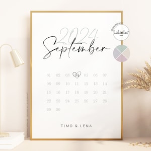 Calendrier photo de mariage personnalisé avec noms et date pour les mariés | Anniversaire de famille Accueil Cadeau de mariage JGA Anniversaire de mariage