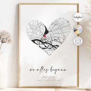 Là où tout a commencé - Coordonnées Image | Cadeau de mariage personnalisé anniversaire cadeau de Saint Valentin pour lui cadeau de fiançailles mariage JGA