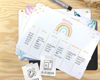 Personalized magnetic timetable with name & class + pen | Gift for starting school, first day of school, primary school