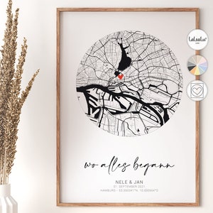 Là où tout a commencé - Coordonnées Image | Cadeau de mariage personnalisé anniversaire cadeau de Saint Valentin pour lui cadeau de fiançailles mariage JGA
