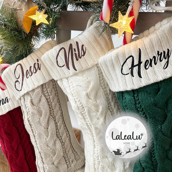 Großer Nikolausstrumpf personalisiert mit Namen, Weihnachtsgeschenke Nikolaus Strumpf Geschenkverpackung Socken Stricksocken Adventskalender