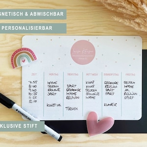 Magnetischer Stundenplan personalisiert mit Name & Klasse + Stift | Geschenk Einschulung Schulanfang 1. Schultag Schule Grundschule