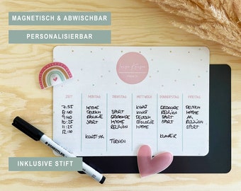 Magnetischer Stundenplan personalisiert mit Name & Klasse + Stift | Geschenk Einschulung Schulanfang 1. Schultag Schule Grundschule