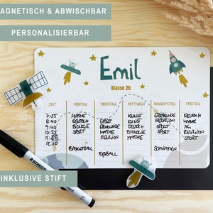 Magnetic timetable personalized with name & class + pen | Gift for starting school, 1st day of school, primary school