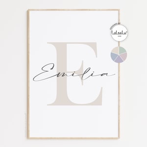 Poster with first name and initials for children | Children's room decoration & baby room | Letter with girl's name or boy's name | Family at home