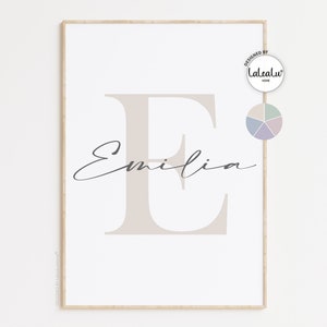 Poster with first name and initials for children | Children's room decoration & baby room | Letter with girl's name or boy's name | Family at home