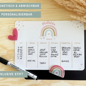 Magnetischer Stundenplan personalisiert mit Name & Klasse Stift Geschenk Einschulung Schulanfang 1. Schultag Schule Grundschule Bild 1