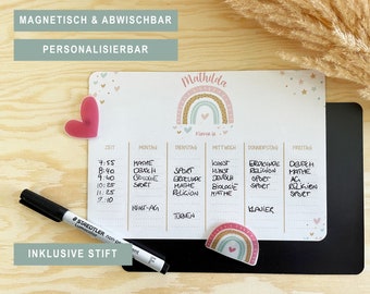 Magnetischer Stundenplan personalisiert mit Name & Klasse + Stift | Geschenk Einschulung Schulanfang 1. Schultag Schule Grundschule