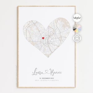 Herzenspartner - Koordinaten Bild | Hochzeitsgeschenk personalisiert Jahrestag Valentinstag Geschenk für ihn Hochzeit Verlobungsgeschenk JGA