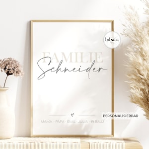Hart familie familiefoto gepersonaliseerd met naam Familieposter Kerstcadeau bruiloft geboorte thuis familie Advent Adventskalender