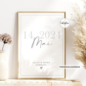 Hochzeitsbild personalisiert | Hochzeitsgeschenk Geldgeschenk Hochzeit Bild Verlobung Jahrestag Poster Erinnerungsgeschenk we said yes  JGA