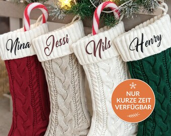 Großer Nikolausstiefel personalisiert mit Namen, Weihnachtsgeschenke Nikolaus Strumpf Geschenkverpackung Socken Stricksocken Adventskalender