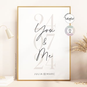 Image de mariage « Toi et Moi » personnalisée avec noms et date pour les mariés | nous avons dit oui mariage en famille à la maison cadeau de mariage JGA