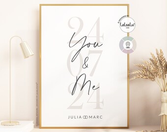 Wedding picture "You & Me" personalized with names and date for the bride and groom | we said yes family wedding at home wedding gift JGA