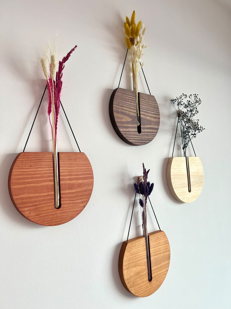 Wall Planter Wall Wase Wooden Circle Wall Planter Indoor Set Etsy