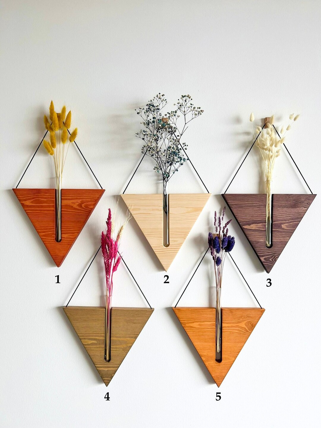 Wall Planter Wall Wase Wooden Triangle Wall Planter Indoor Etsy
