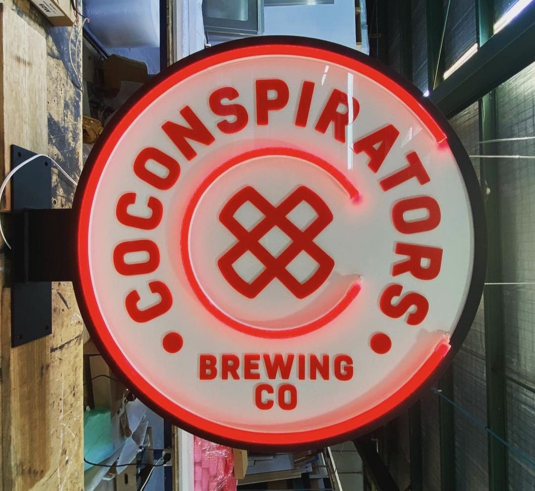 Round Light Box Store Front Sign, Double Sided Projecting Light Box