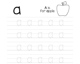 Alphabet Tracing, Worksheets, 26 Printable Lowercase, Preschool-Kindergarten, Handwriting