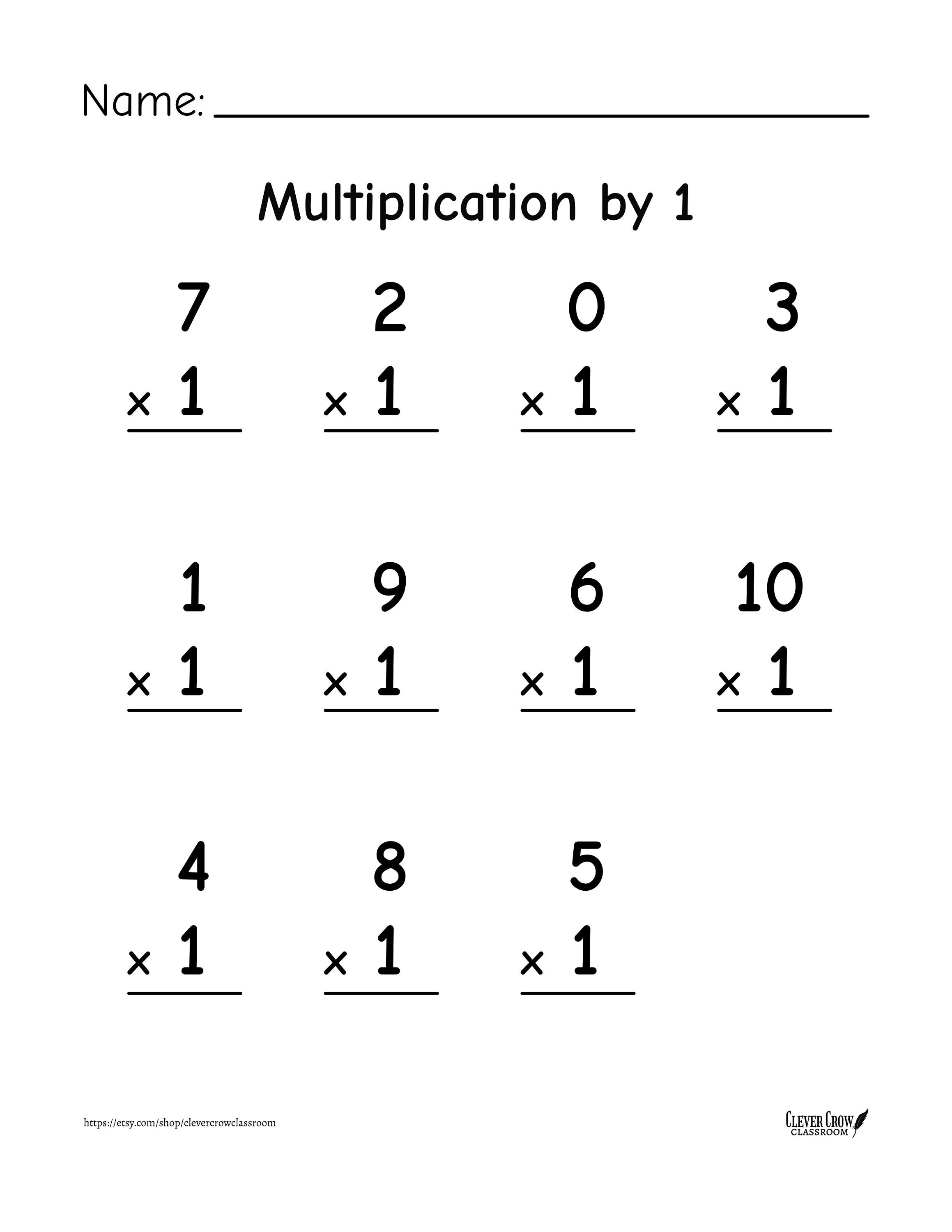 Multiplication Worksheets, Numbers 110, 12 Printable Worksheets, 1st Grade Math, 2nd Grade Math