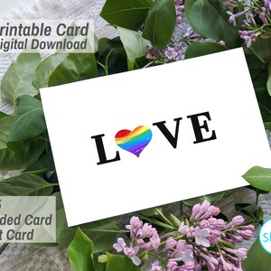 AMOR minimalista Corazón Arco Iris, Día de San Valentín, Aniversario, Cumpleaños, Boda, Relación Amistad 7x5, Descarga Digital Tarjeta Imprimible