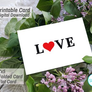 AMOR, San Valentín, Aniversario, Matrimonio, Novia, Cumpleaños, Gracias, Anfitriona, Todo Propósito, 7x5, descarga digital, tarjeta imprimible