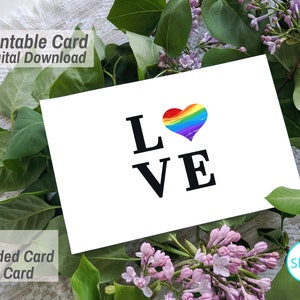 LOVE, Rainbow Heart, Valentine's Day, Anniversary, Marriage, Relationship, Friendship, Birthday, All Purpose Digital Download Printable Card
