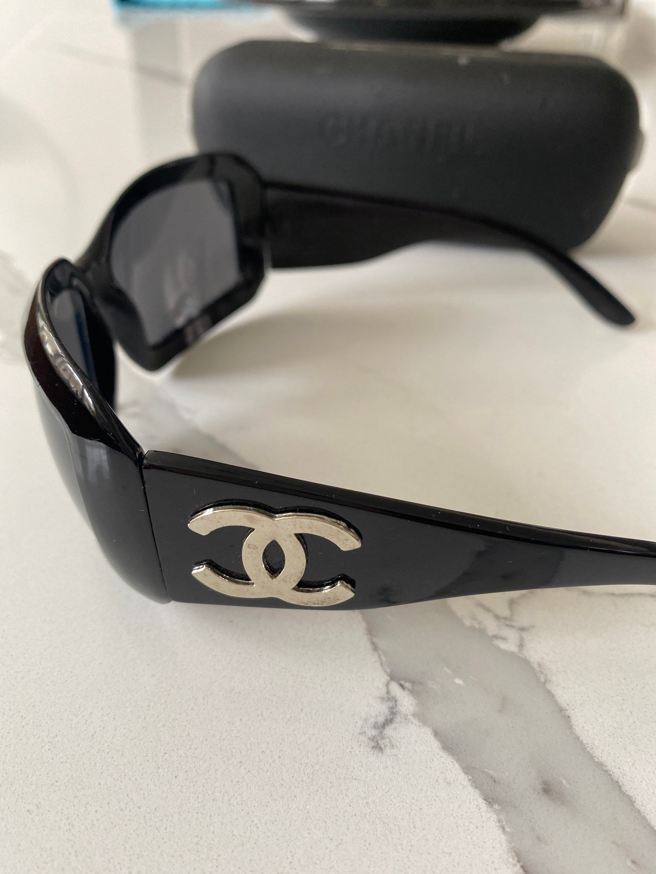 Vintage Chanel CC Logo Sunglasses - Tan & Black | eBay