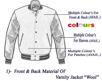 Custom Varsity Letterman Jacket: Wool Body, Leather Sleeves
