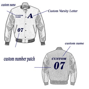 Custom Varsity Letterman Jacket for Men Women & Kids Custom Letter Patches Embroidery Custom College Gift for Son Daughter image 3