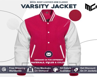 Wool Varsity Jacket, Leather Sleeves, Custom Letterman Jacket