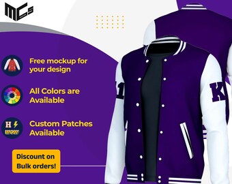 Custom Sheepskin Leather Varsity Jacket, Personalized Letterman Bomber