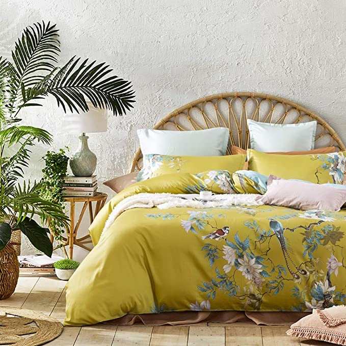 green and yellow duvet covers