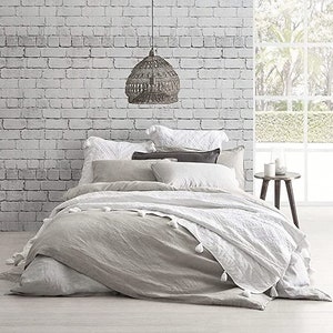 Stone Washed  Cotton Casual Duvet Cover Solid Color Relaxed Modern Style Bedding Natural Wrinkled Lived-in Look Eco Stonewashed Neutral