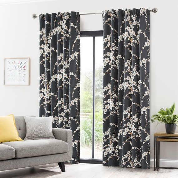 Classic Elegant Japanese Window Curtains 2pc Set Oriental Etsy