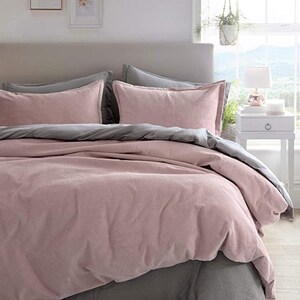 Pure Cotton Velvet Corduroy Duvet Cover Set Natural Fabric Casual Modern Style Bedding Ribs Striped Reversible Solid Color Blush