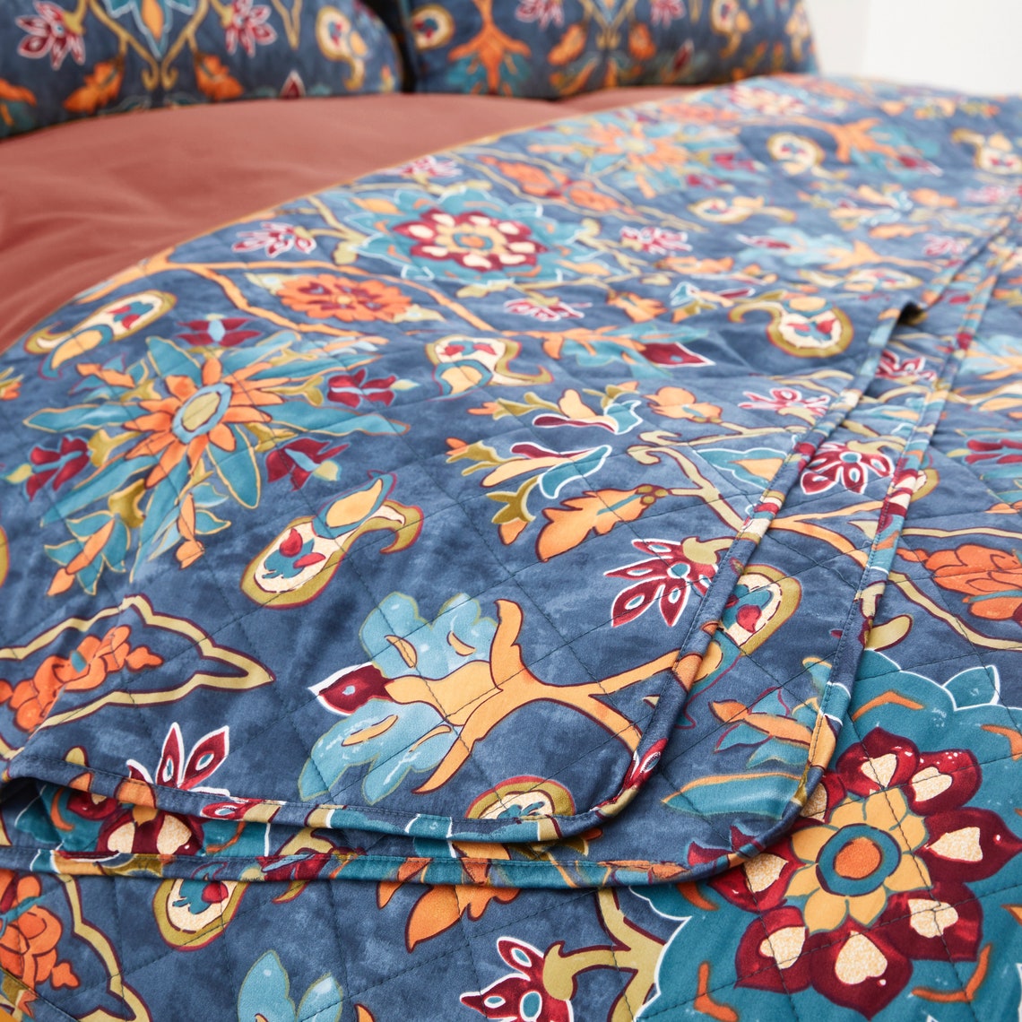 Damask Medallion Luxury Quilt Shams Boho Paisley Print Bedding - Etsy