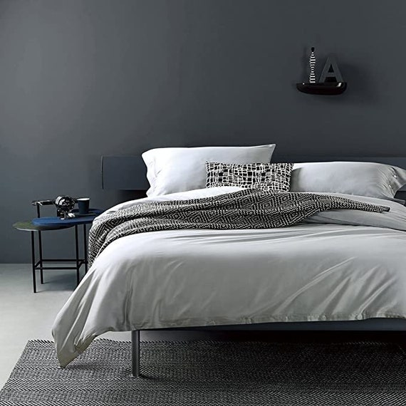 Solid Color Duvet Cover set 400TC Cotton Bedding Set Breathable Soft Bed  Linen