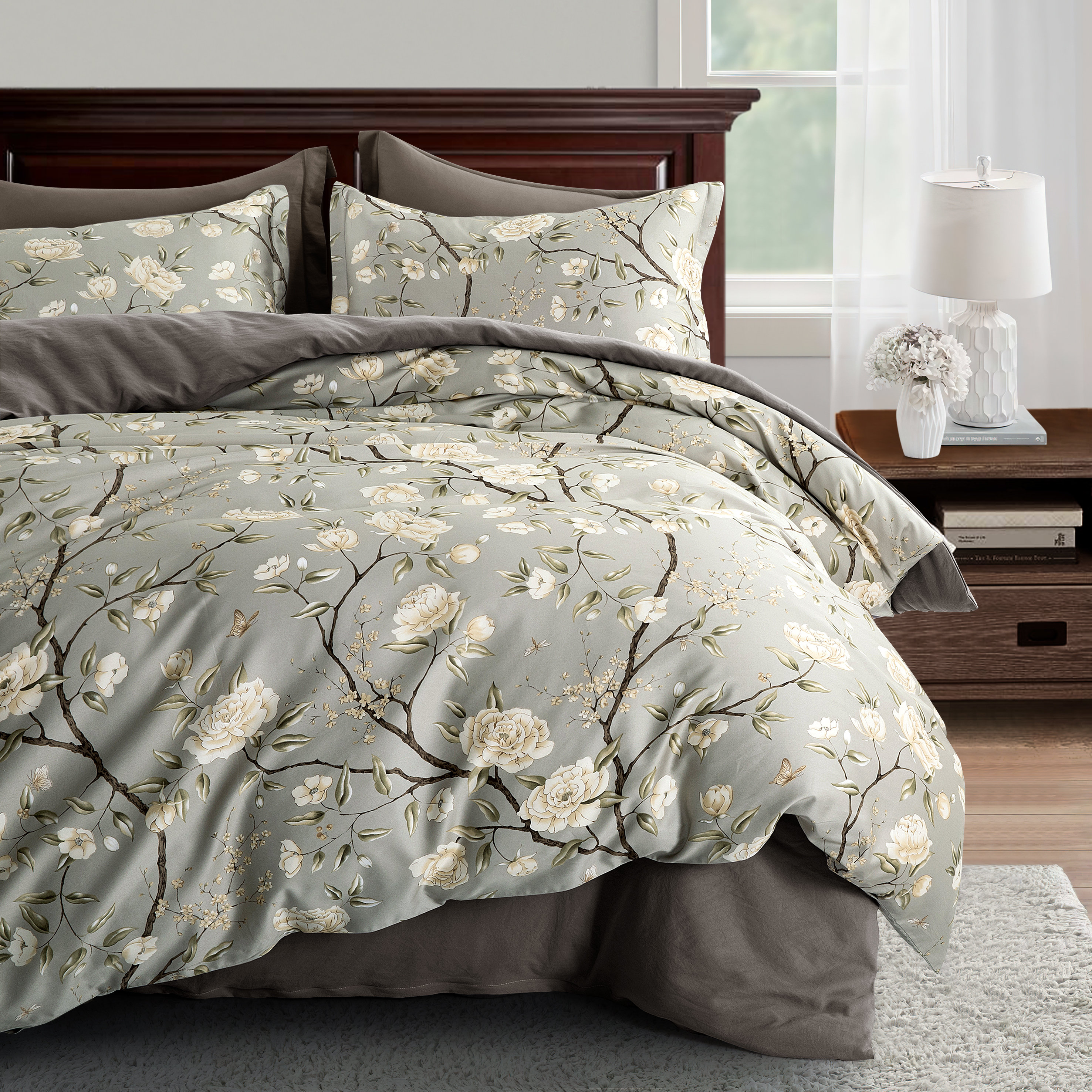 Vintage Botanical Bedding Garden Camellia Flower Print 400tc Etsy